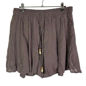Heartloom Coco Brown Linen Skort With Tie Waist M